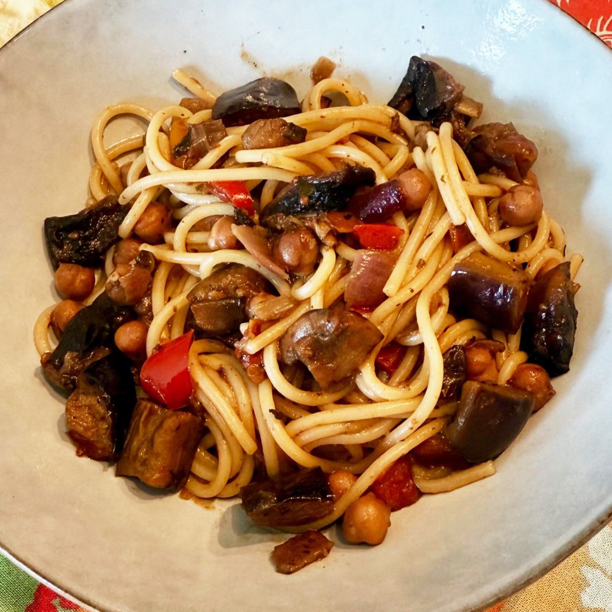 Aubergine, Chickpea Pasta